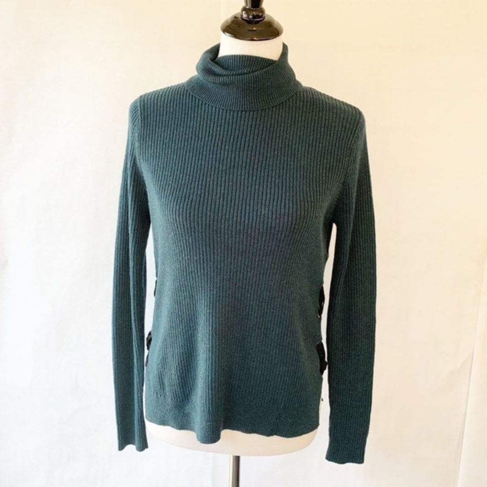 John + Jenn Sweater Blue Green Long Sleeve Turtleneck S